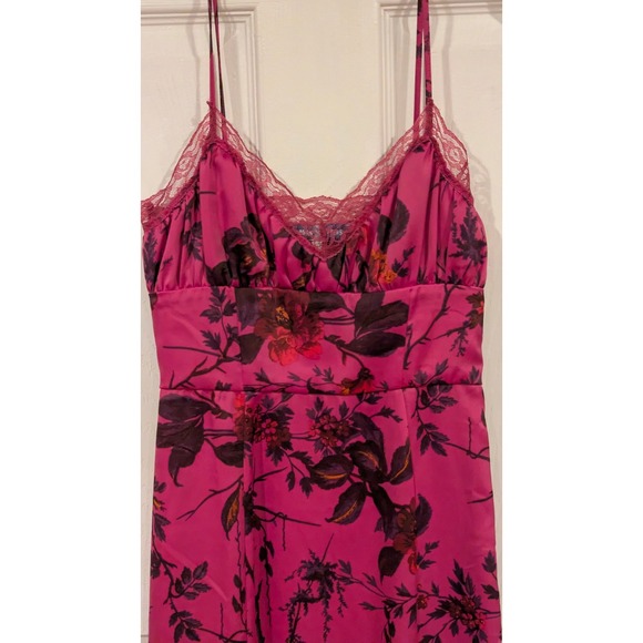 Urban Outfitters Floral Lace Trim Slip Dress Pink XS Spaghetti Strap Mini - Picture 2 of 8